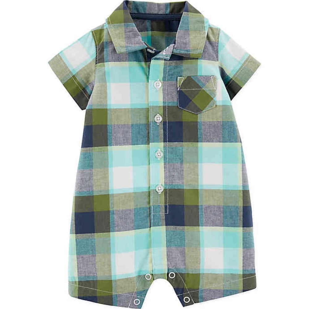 CARTER'S Plaid Button Down Romper